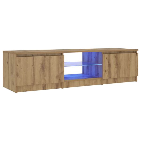 vidaXL TV Cabinet with LED Lights Artisian Oak 140x40x36 cm Engineered Wood