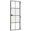 vidaXL Interior Door Slim Black 76x201.5 cm Tempered Glass and Aluminium