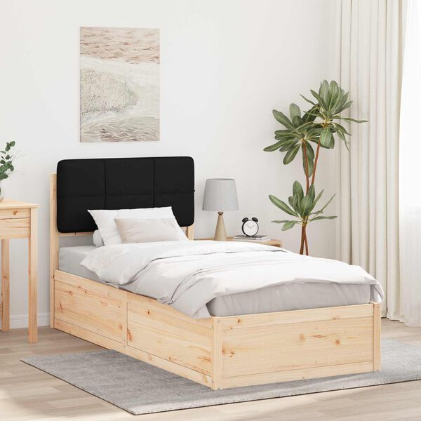 vidaXL Bed Frame with Upholstered Headboard Black 90 x 190 cm