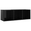 vidaXL 4 Piece TV Cabinet Set High Gloss Black Engineered Wood