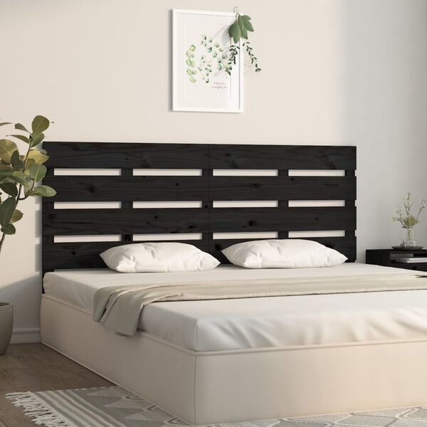 vidaXL Headboard Black 180x3x80 cm Solid Wood Pine