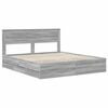 vidaXL Bed Frame with Drawer Grey Sonoma 200 x 200 cm Engineer Wood