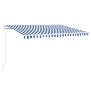 vidaXL Manual Retractable Awning with LED 400x300 cm Blue and White