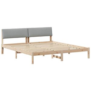 vidaXL Bed frame Brown and light grey 200 x 200 cm Solid pine wood
