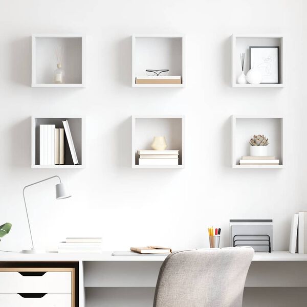 vidaXL Wall Cube Shelves 6 pcs White 26x15x26 cm
