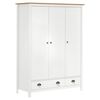 vidaXL 3-Door Wardrobe Hill White 127x50x170 cm Solid Pine Wood