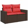 vidaXL 7 Piece Garden Sofa Set with Cushions Grey Poly Rattan Acacia