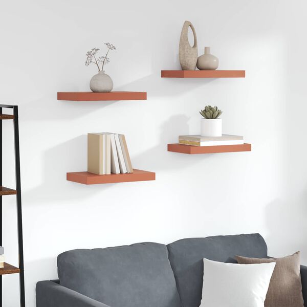 vidaXL Wall Shelf 4 pcs Red 40 x 23.5 x 4 cm Engineered Wood