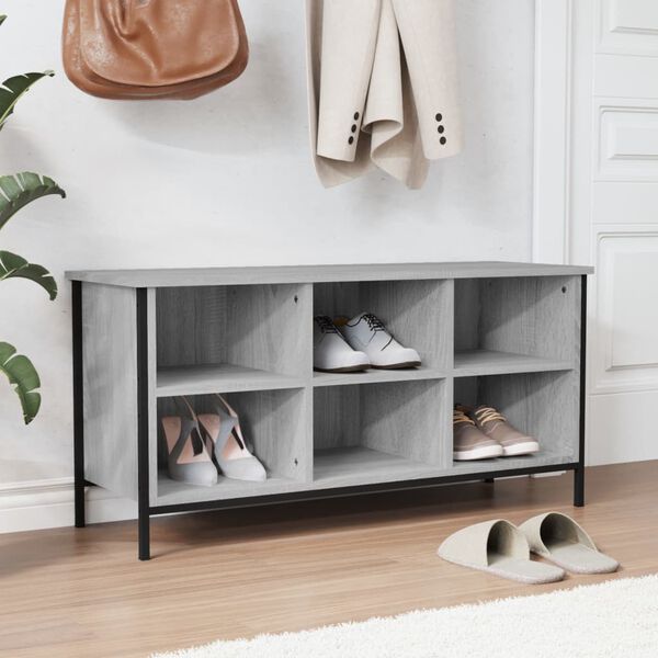 vidaXL Shoe Cabinet Grey Sonoma 100x35x50 cm Engineered Wood