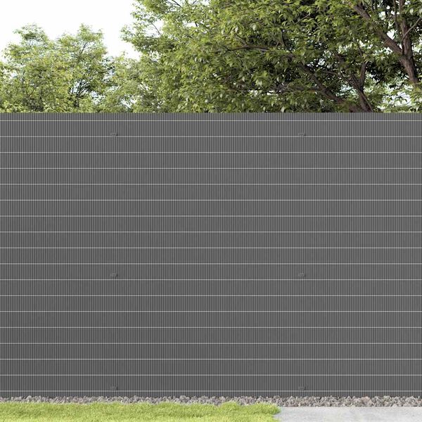 vidaXL Garden Fence Double-Sided Grey 1.8x5 m PVC