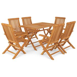 vidaXL 7 Piece Garden Dining Set Solid Teak Wood