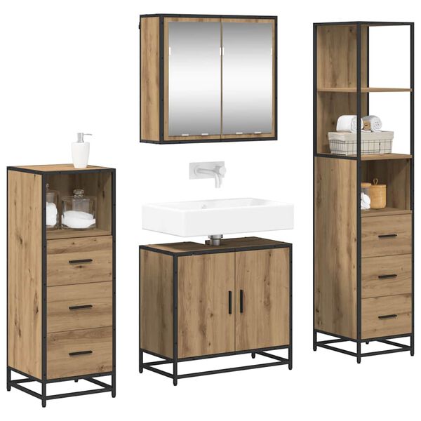 vidaXL Bathroom Furniture Set 4 pcs Artisan oak Engineered wood