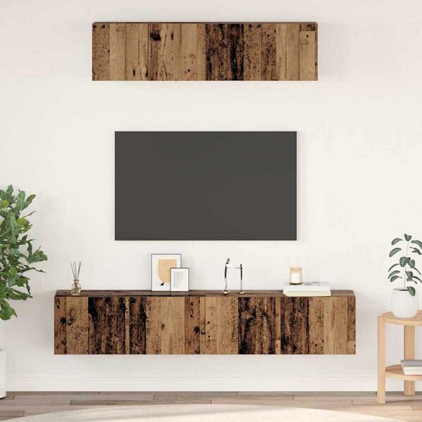vidaXL TV Cabinet Set Wall-mounted 4 pcs Old Wood Engineered Wood