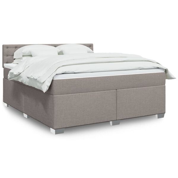 vidaXL Box Spring Bed with Mattress Taupe 180x200 cm Fabric
