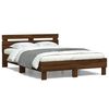 vidaXL Bed Frame with LED without Mattress Brown Oak 120x190 cm Small Double