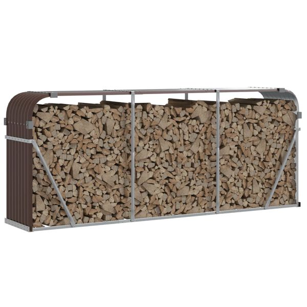 vidaXL Log Holder Brown 234x45x100 cm Galvanised Steel