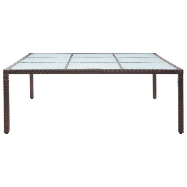 vidaXL Garden Dining Table Brown 200x200x74 cm Poly Rattan