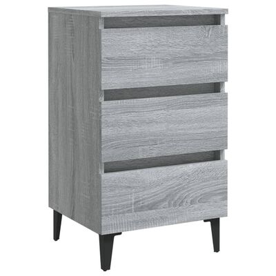 vidaXL Bed Cabinets with Metal Legs 2 pcs Grey Sonoma 40x35x69 cm