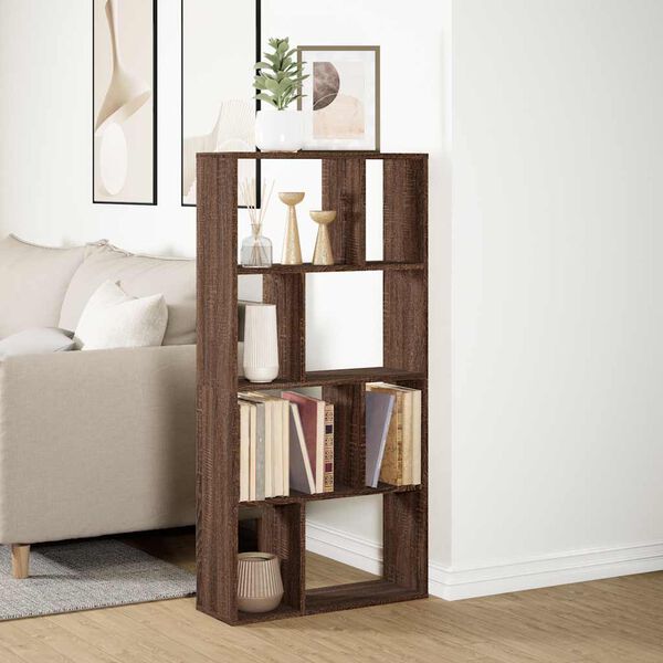 vidaXL Bookcase Brown Oak 60x20x120.5 cm Engineered Wood