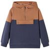 vidaXL Kids' Hooded Sweatshirt with Half Zip Anthracite and Cognac 92