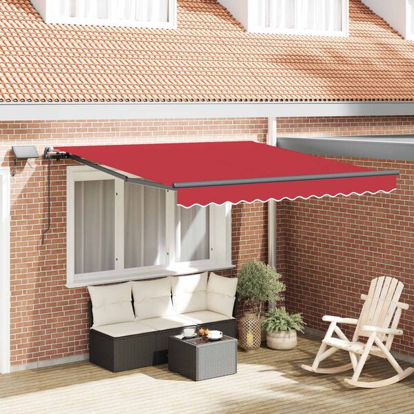vidaXL Retractable Awning Manual Red 350 x 250 cm Fabric