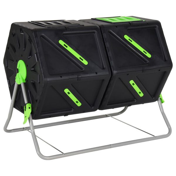 vidaXL Tumbling Composter Dual Chamber 88x60x74 cm 210 L Polypropylene