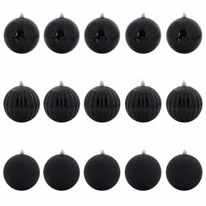 vidaXL Christmas Bauble Set 15 pcs Black Plastic