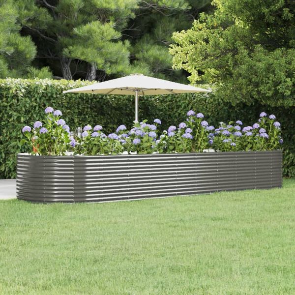 vidaXL Garden Raised Bed Grey 447x140x68 cm Galvanised Steel
