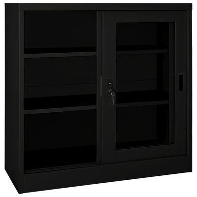 vidaXL Sliding Door Cabinet Black 90x40x90 cm Steel