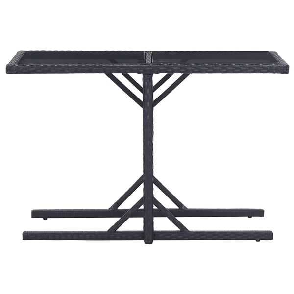 vidaXL Garden Table Black 110x53x72 cm Glass and Poly Rattan