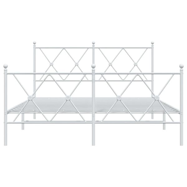 vidaXL Metal Bed Frame without Mattress with Footboard White 140x190cm