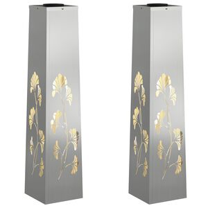 vidaXL Solar LED Pathway Light 2 pcs Warm White 18 x 18 x 80 cm