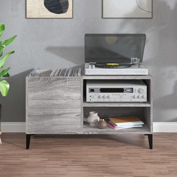 vidaXL Record Cabinet Grey Sonoma 84.5x38x48 cm Engineered Wood
