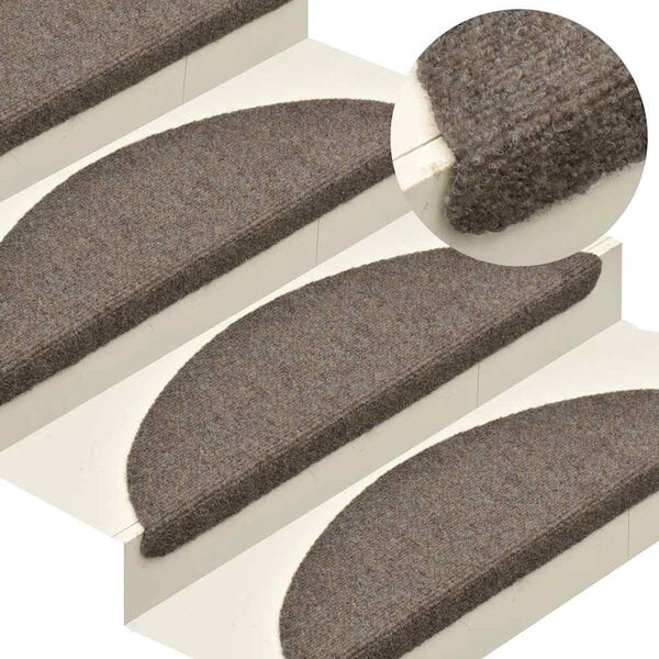 vidaXL Stair Mats Self-adhesive 10 pcs 65x21x4 cm Beige Half Round Large
