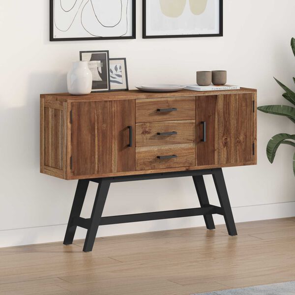vidaXL TV Stand with Drawer Natural 110 x 30 x 75 cm Solid Teak Wood