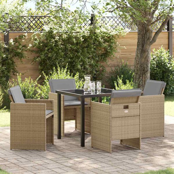vidaXL Garden Dining Set 5 pcs Beige Poly Rattan