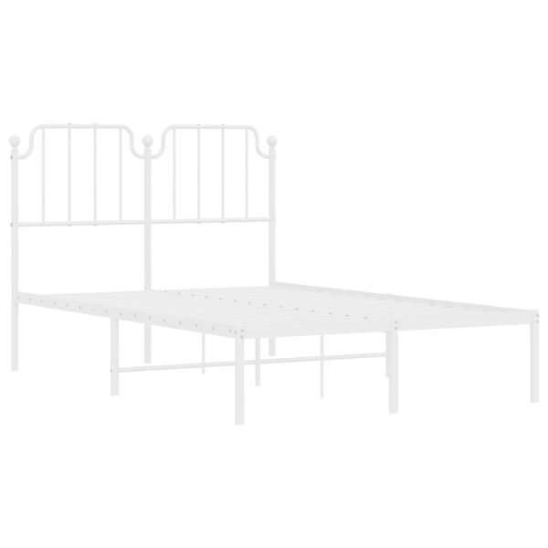 vidaXL Metal Bed Frame without Mattress with Headboard White 120x200cm