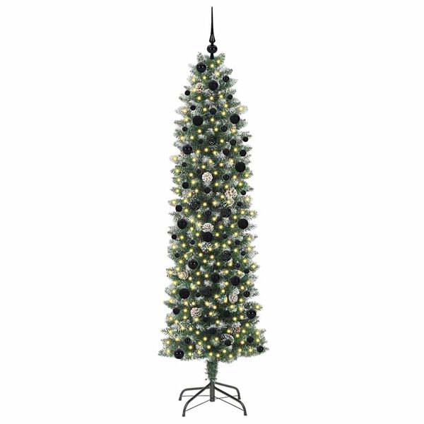 vidaXL Artificial Slim Christmas Tree Green and White 240 cm