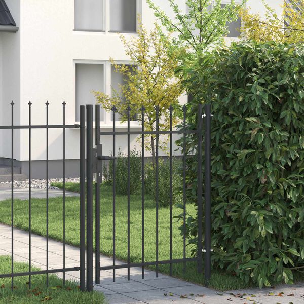 vidaXL Fence Gate Boxtel Single Door with Spike Top Steel 1x1.2 m Black