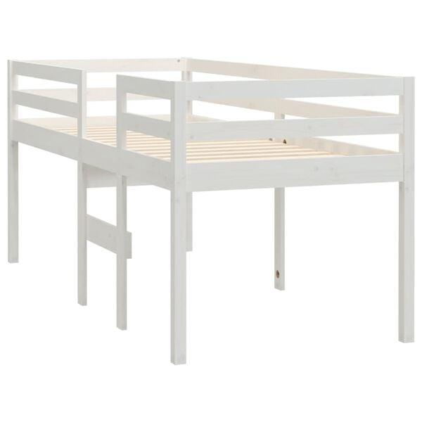vidaXL High Sleeper Bed without Mattress White 90x190 cm Single Solid Wood Pine