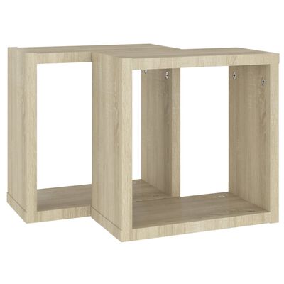 vidaXL Wall Cube Shelves 2 pcs Sonoma Oak 30x15x30 cm