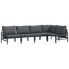 vidaXL Garden Sofa Set with Cushion 5 pcs Black Steel