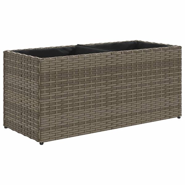 vidaXL Garden Planter with 2 Pots Grey 72x30x32 cm Poly Rattan
