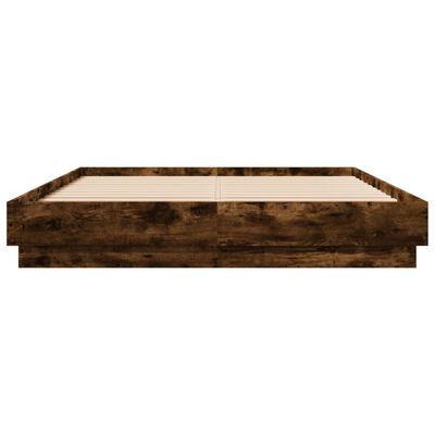 vidaXL Bed Frame with LED Lights Smoked Oak 160x200 cm