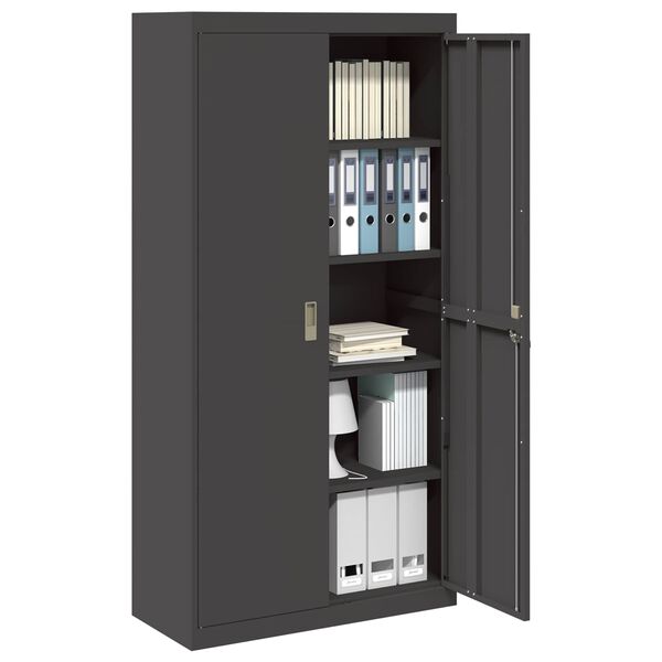 vidaXL Storage Cabinet 2 pcs Black 90 x 40 x 180 cm Cold-Rolled Steel