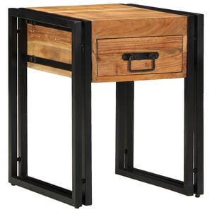 vidaXL End Table Brown and Black 40 x 40 x 50 cm Solid Acacia Wood