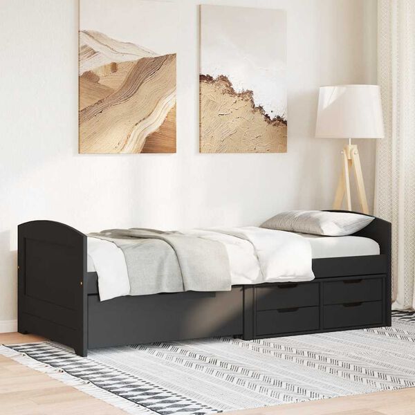 vidaXL Day Bed with 5 Drawers without Mattress IRUN Black 90x200 cm