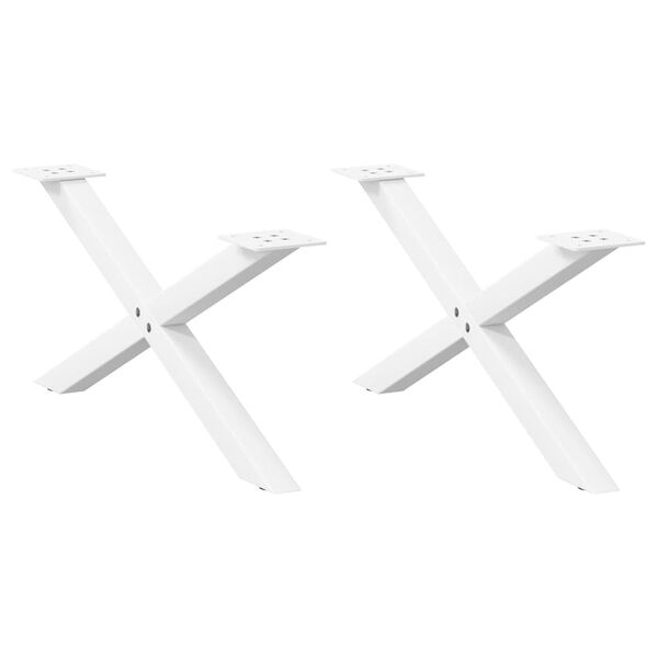 vidaXL Coffee Table Legs X-Shaped 2 pcs White 70x(30-31) cm Steel