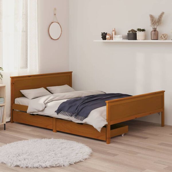 vidaXL Bed Frame without Mattress Honey Brown Solid Wood 160x200 cm