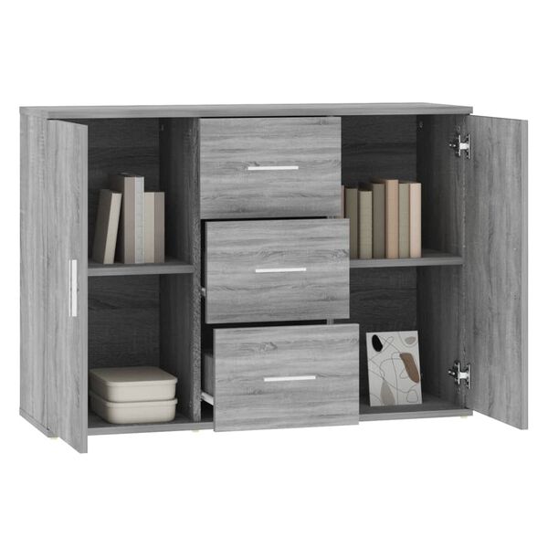 vidaXL Sideboard Grey Sonoma 91x29.5x65 cm Engineered Wood